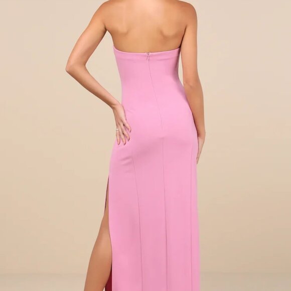 Lulus Infamous Icon Light Pink Strapless Column Maxi Dress - Size M - Picture 2 of 6